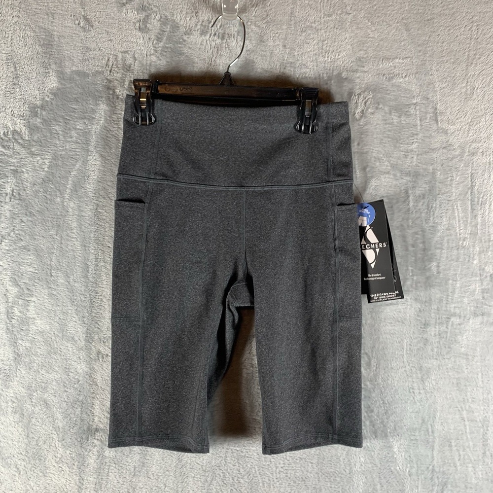 Skechers Women's Bike Short S The Go Walk 10" Flex Pockets Gray High Rise NWT